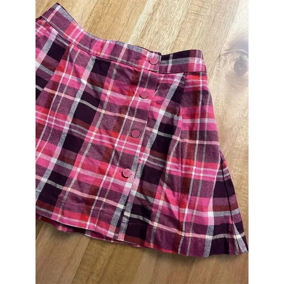 Janie Jack Girls Equestrian Charm Horse Pink Purple Plaid Skirt Button Size 3 - Picture 2 of 5